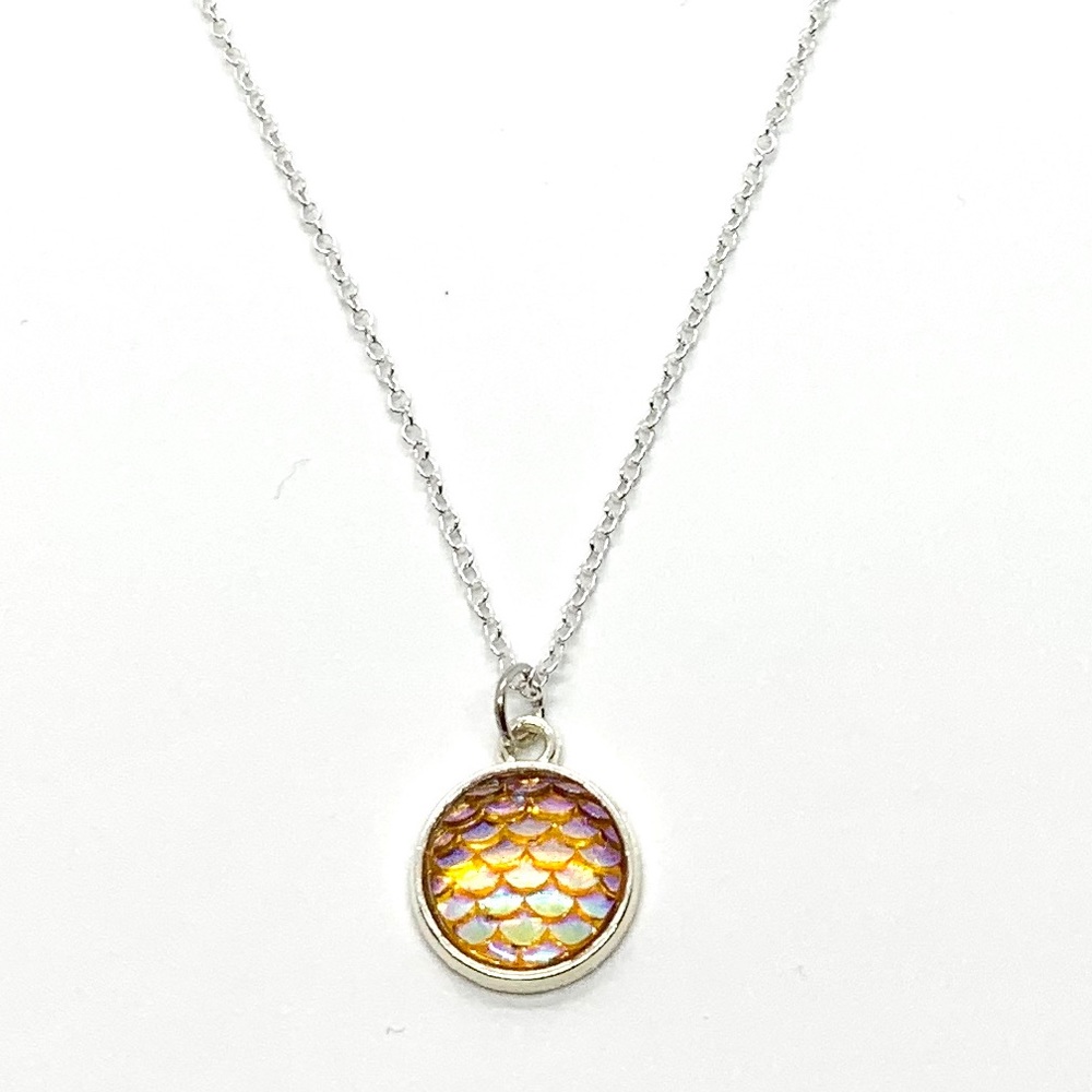 925 Yellow Mermaid Scale Pendant Necklace